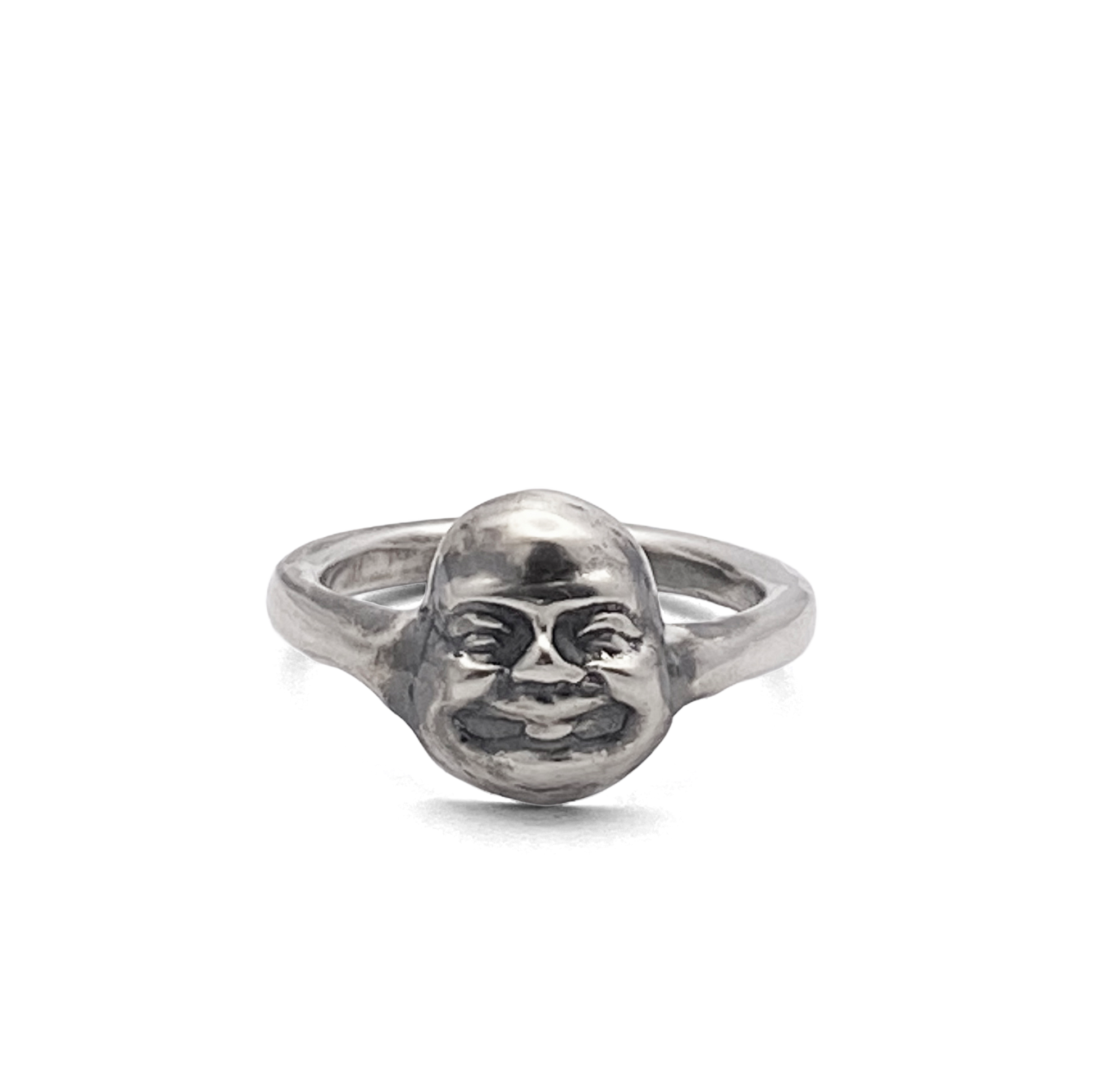 Moca Jewellery Happy Buddha Face Ring in Silver with Free Shipping for Spiritual Gifts
