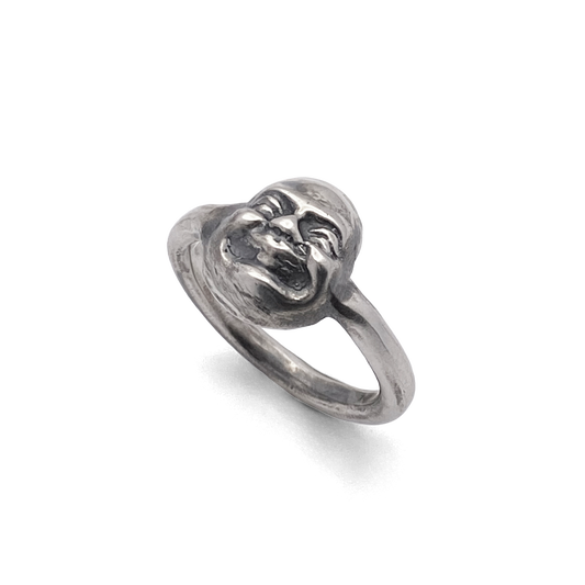 Moca Jewellery Happy Buddha Face Gold Silver Ring with Free Shipping for Spiritual Connections