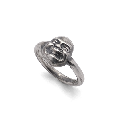 Moca Jewellery Happy Buddha Face Gold Silver Ring with Free Shipping for Spiritual Connections