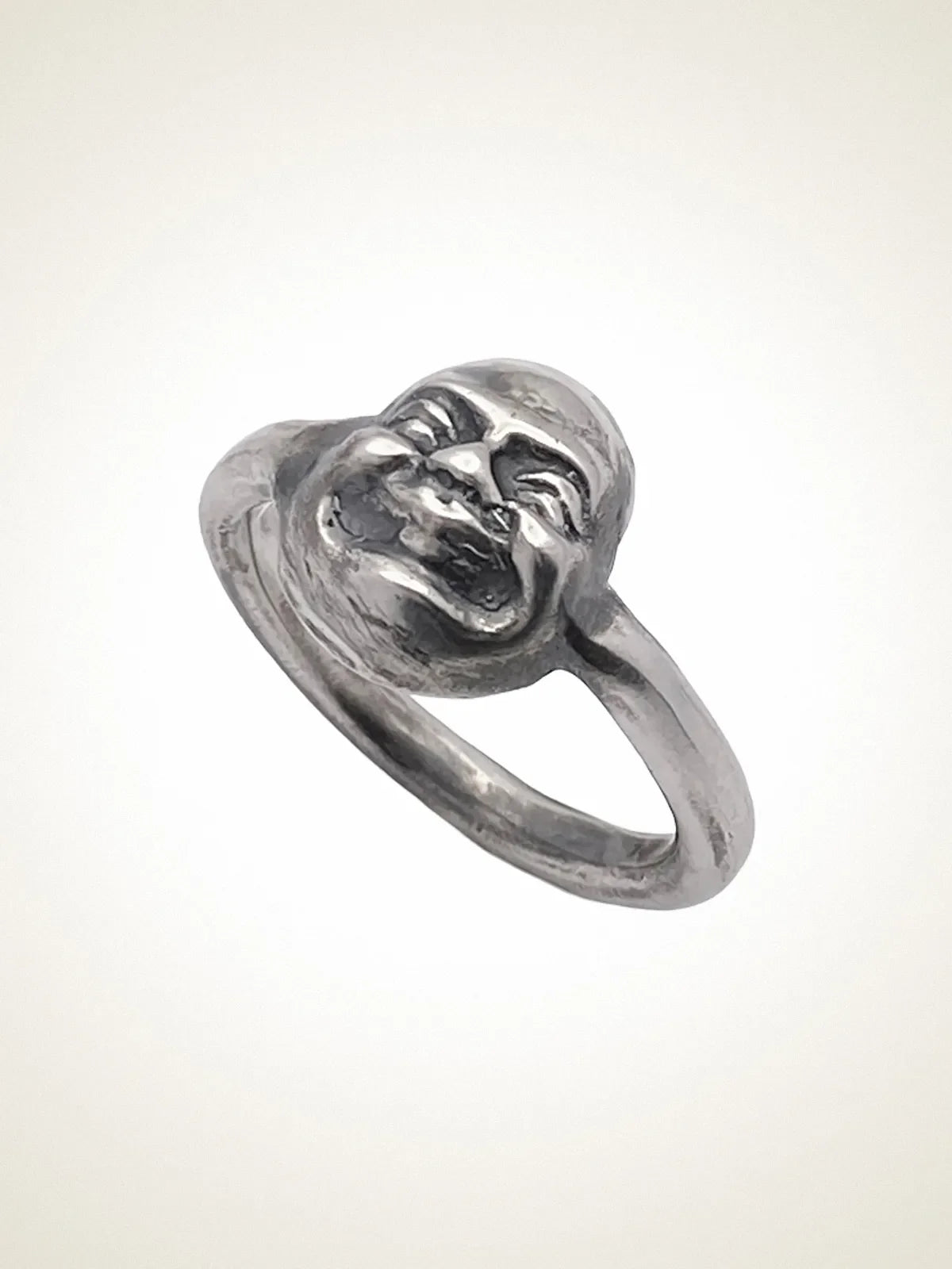 Buddha Finger Ring luxury artisan ring in 18ct Gold Vermeil, meditative piece, styled view