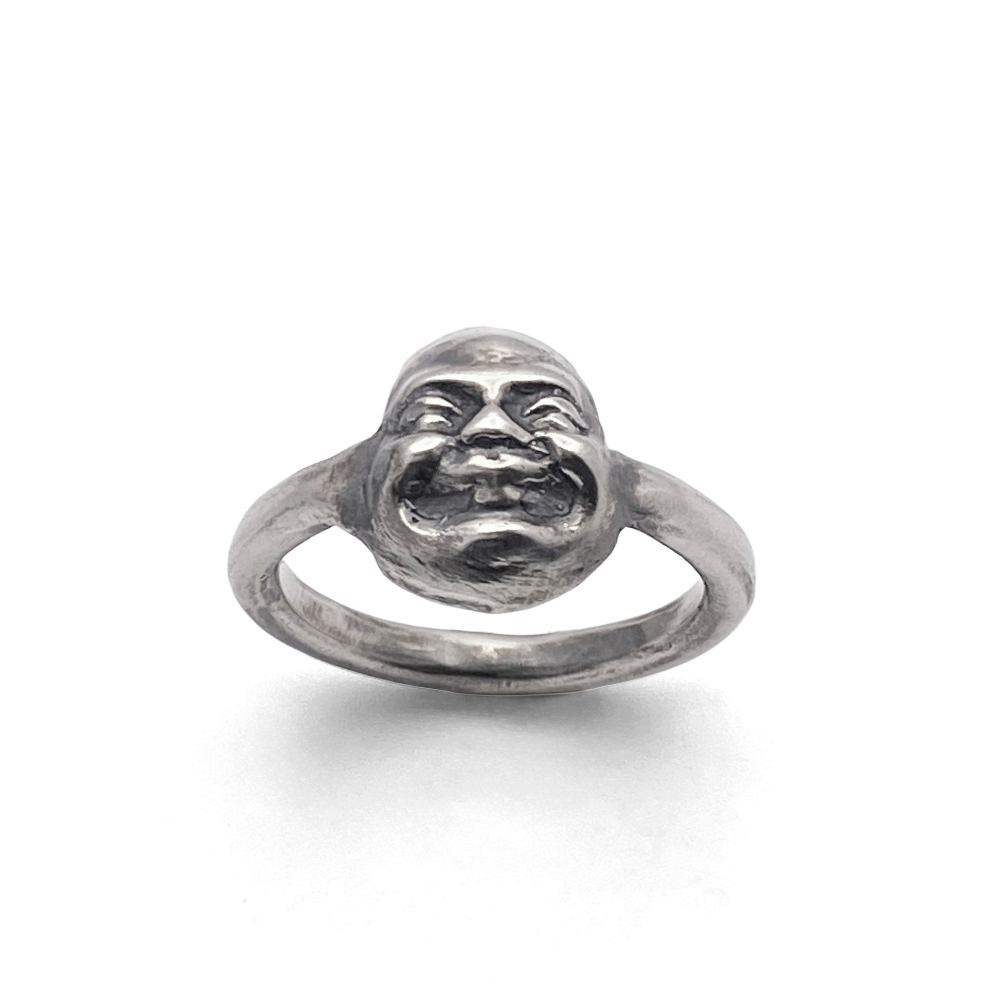 Moca Jewellery Happy Buddha Face Gold Silver Ring with Spiritual Design and Free Shipping