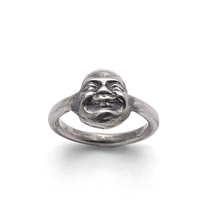 Moca Jewellery Happy Buddha Face Gold Silver Ring with Spiritual Design and Free Shipping