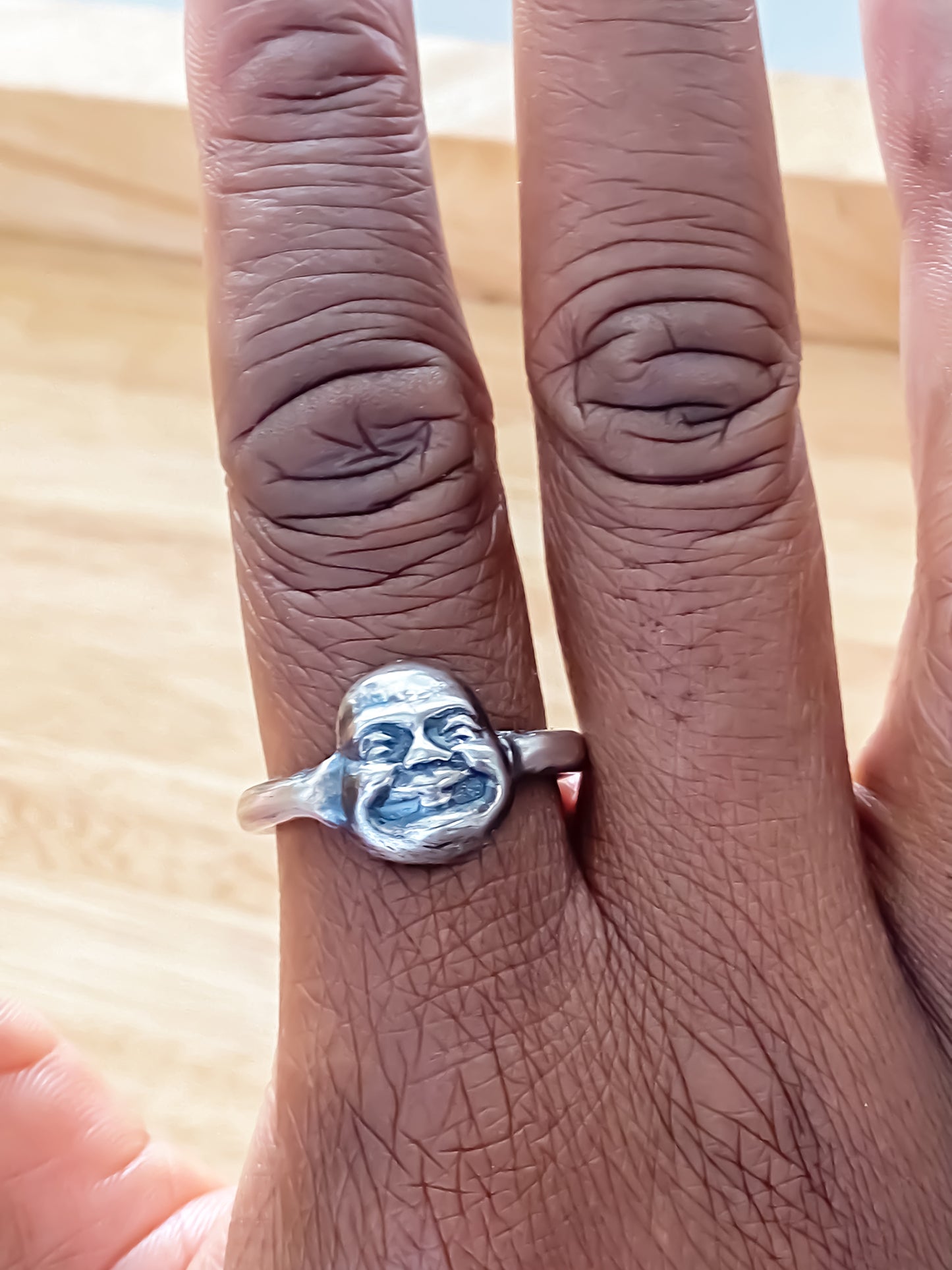 Moca Jewellery happy buddha face gold silver ring with free shipping for spiritual enthusiasts