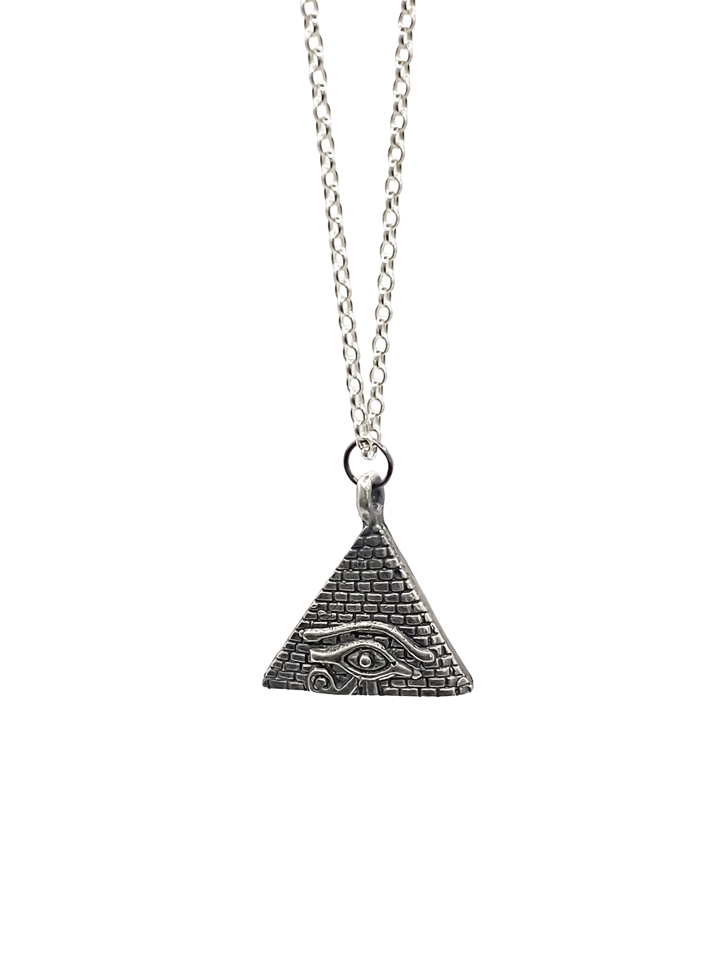 Horus Eye Pyramid Pendant oxidised ancient Egyptian African gold or silver free shipping