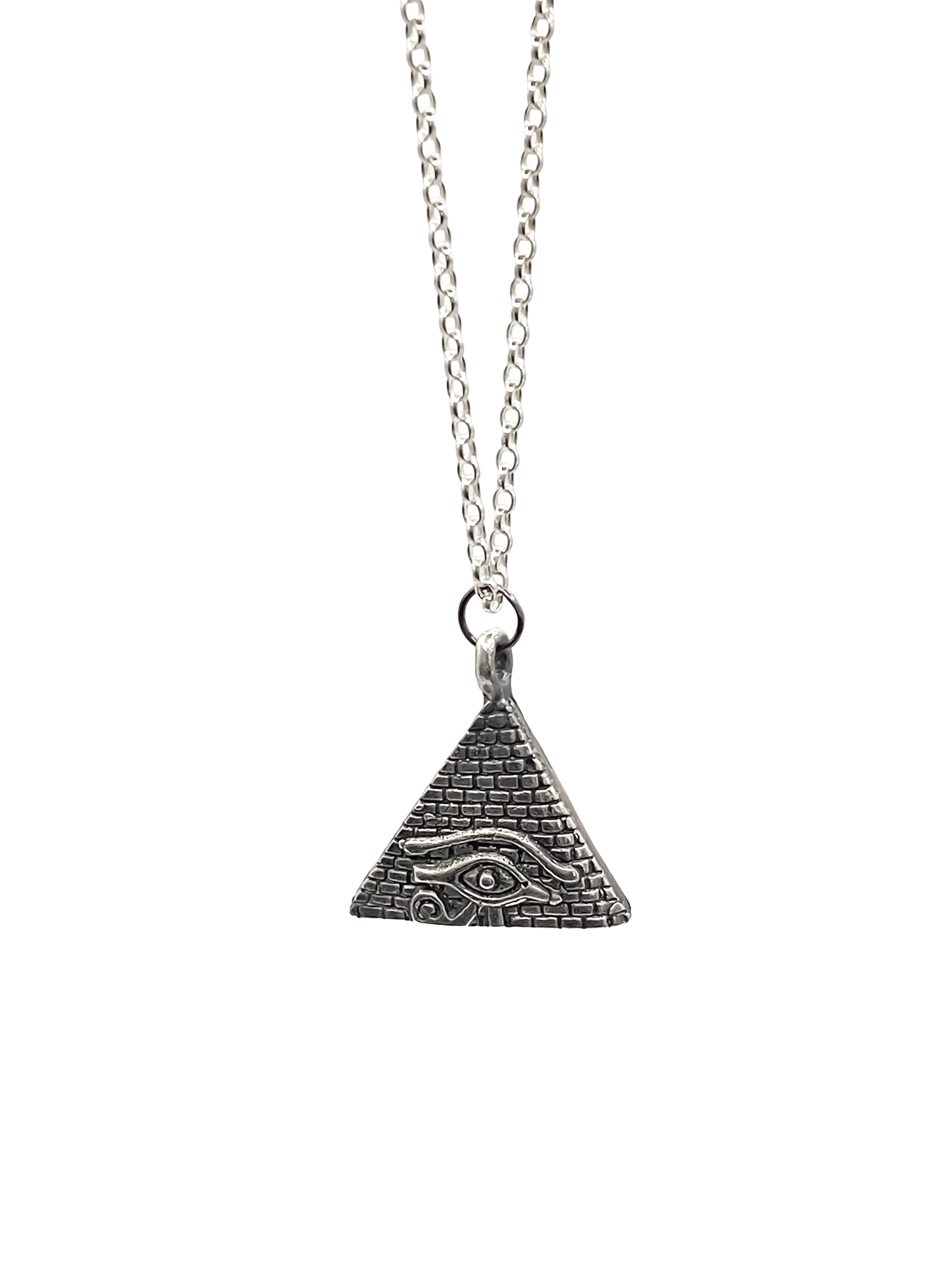 Horus Eye Pyramid Pendant oxidised ancient Egyptian African gold or silver free shipping