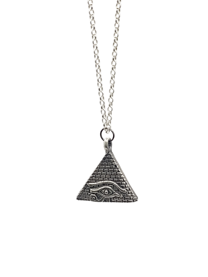 Horus Eye Pyramid Pendant oxidised ancient Egyptian African gold or silver free shipping