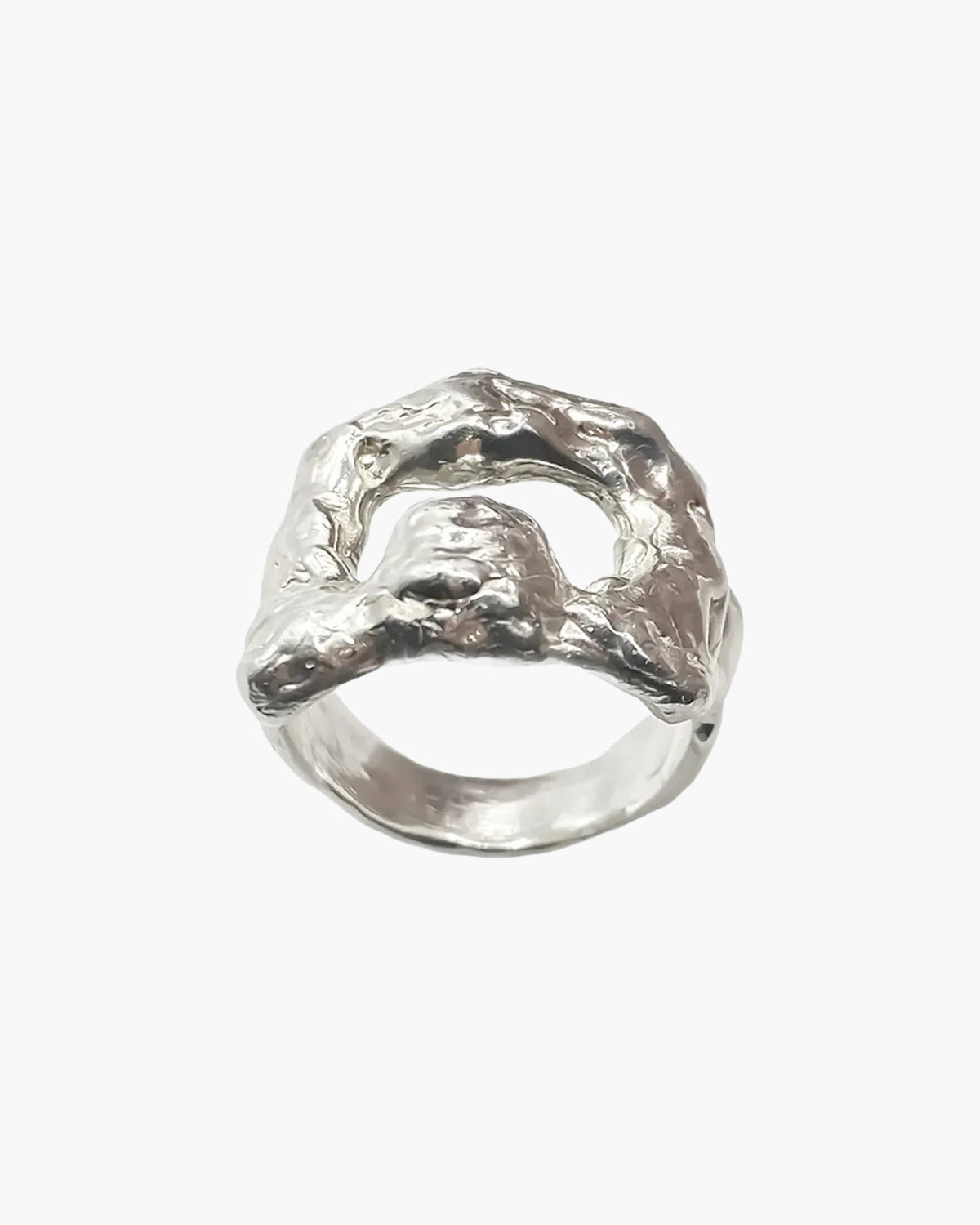 Designer Mask Ring in Sterling silver, handmade jewelry, exquisite detail, alternate angle