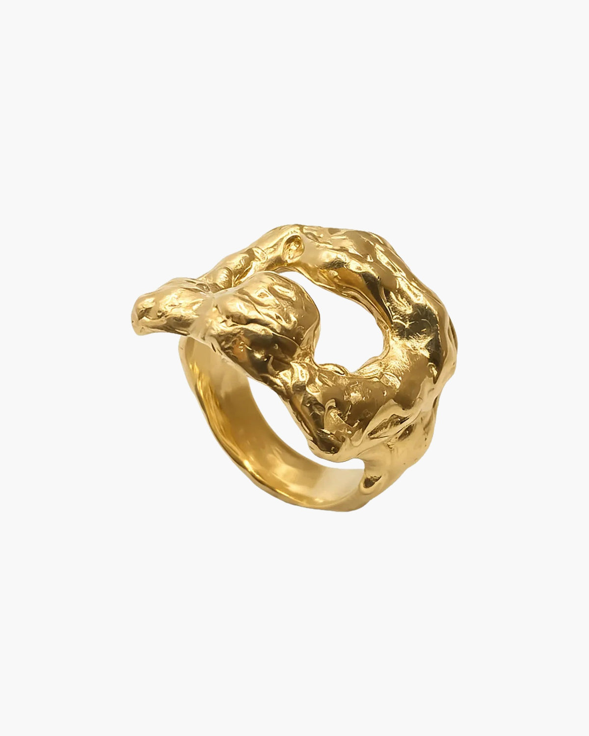 Mask Ring artisan designer ring in 18ct Gold Vermeil, chic style, different perspective