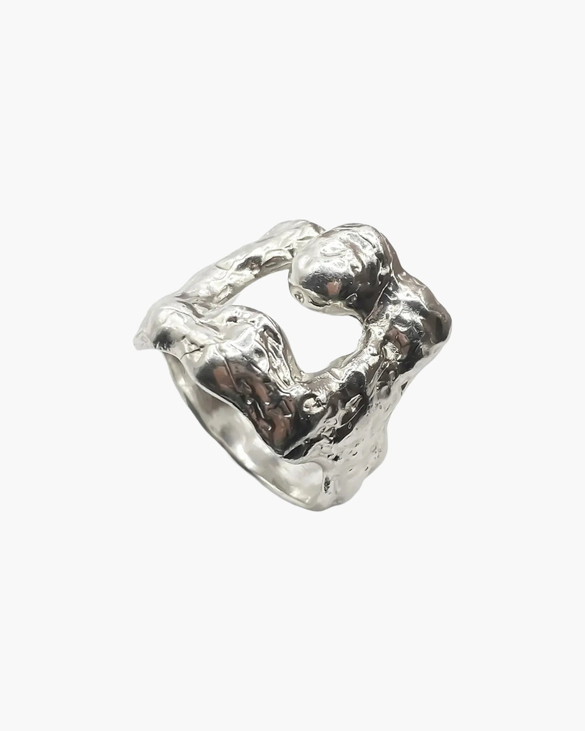 Handmade Mask Ring luxury Sterling silver finish, polished finish, full view