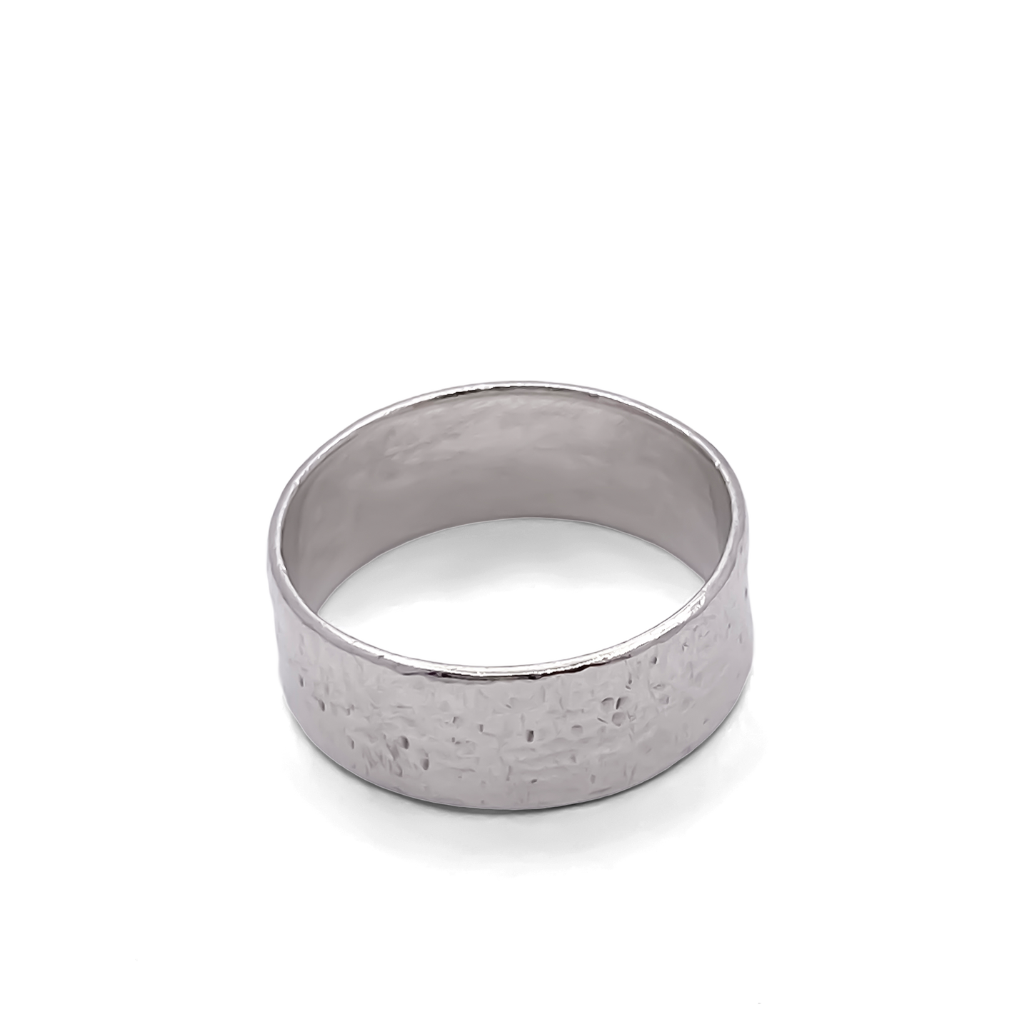 May's Ring with hammered texture in silver or gold, featuring an understated, minimal design and free shipping