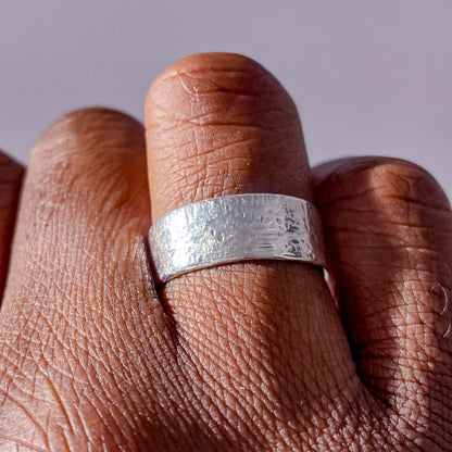 Moca Jewellery May's Ring with hammered texture in minimal silver design, perfect for understated elegance and free shipping