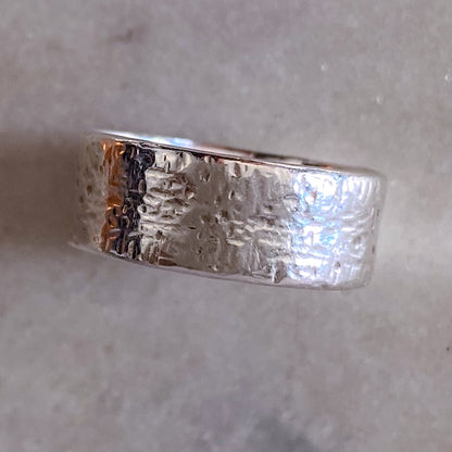 Moca Jewellery May's Ring with hammered texture in minimal silver or gold design, offering understated elegance and free shipping