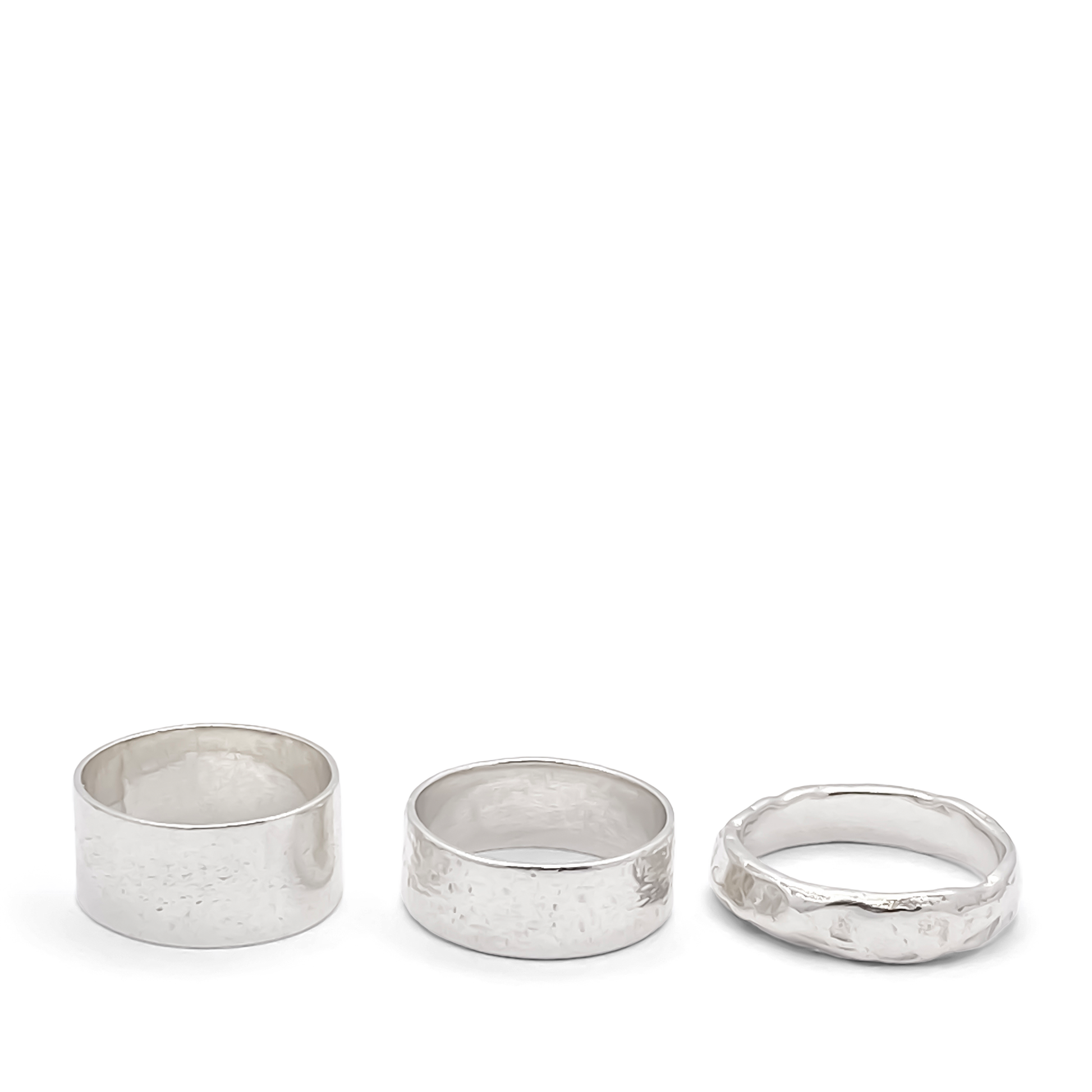 May's Ring with hammered texture, understated and minimal in gold or silver, featuring free shipping options