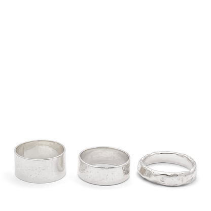 May's Ring with hammered texture, understated and minimal in gold or silver, featuring free shipping options