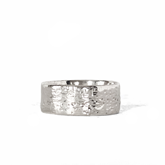 Moca Jewellery May's Ring with hammered texture, minimal design in gold or silver, offers free shipping