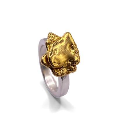MOCA Jewellery handcrafted gold flower ring, abstract and artistic with sculpted finish and free UK delivery