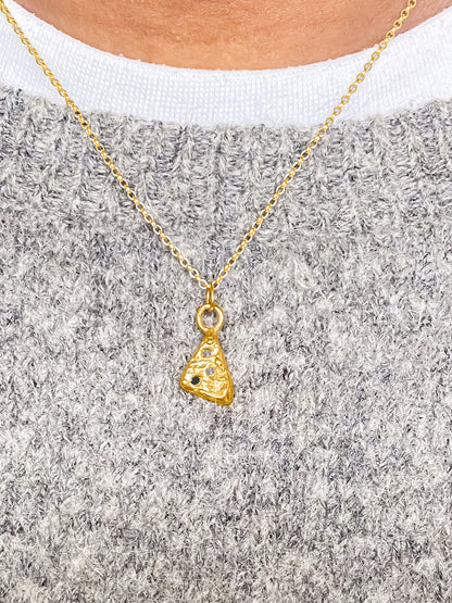 MOCA Jewellery’s Triad Spark Pendant in gold with subtle gemstone accents, handmade and minimal