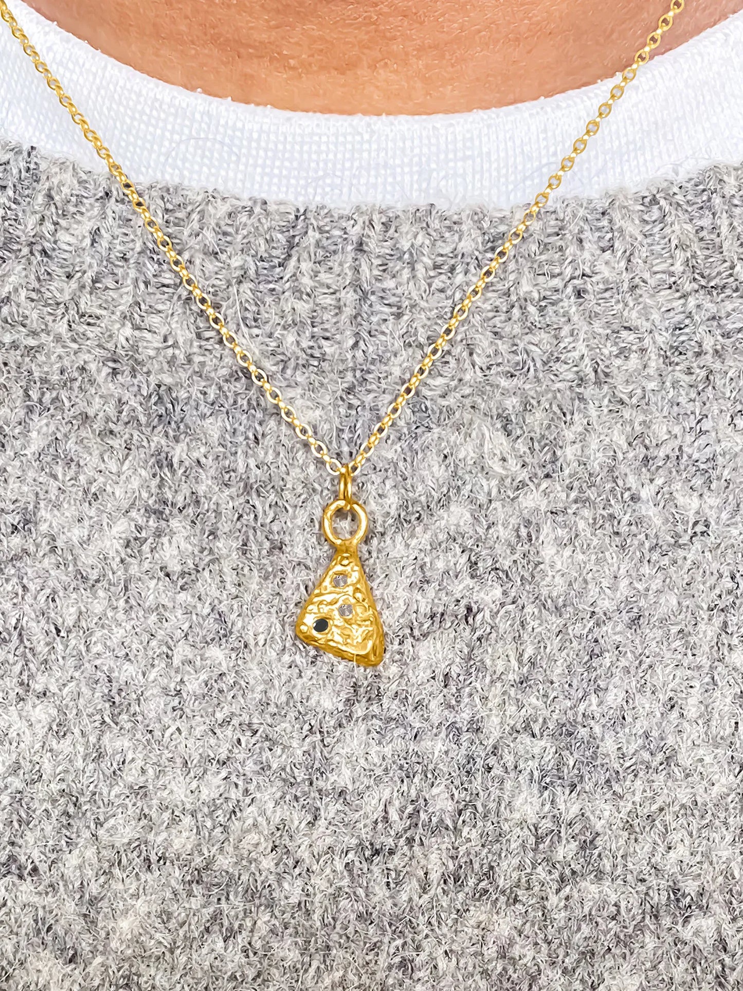 Triad Spark Gem Necklace artisan designer necklace in premium metal, chic style, different perspective