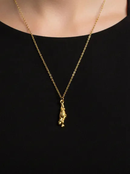 Artisan Drop Necklace in premium premium metal, refined finish, angle view