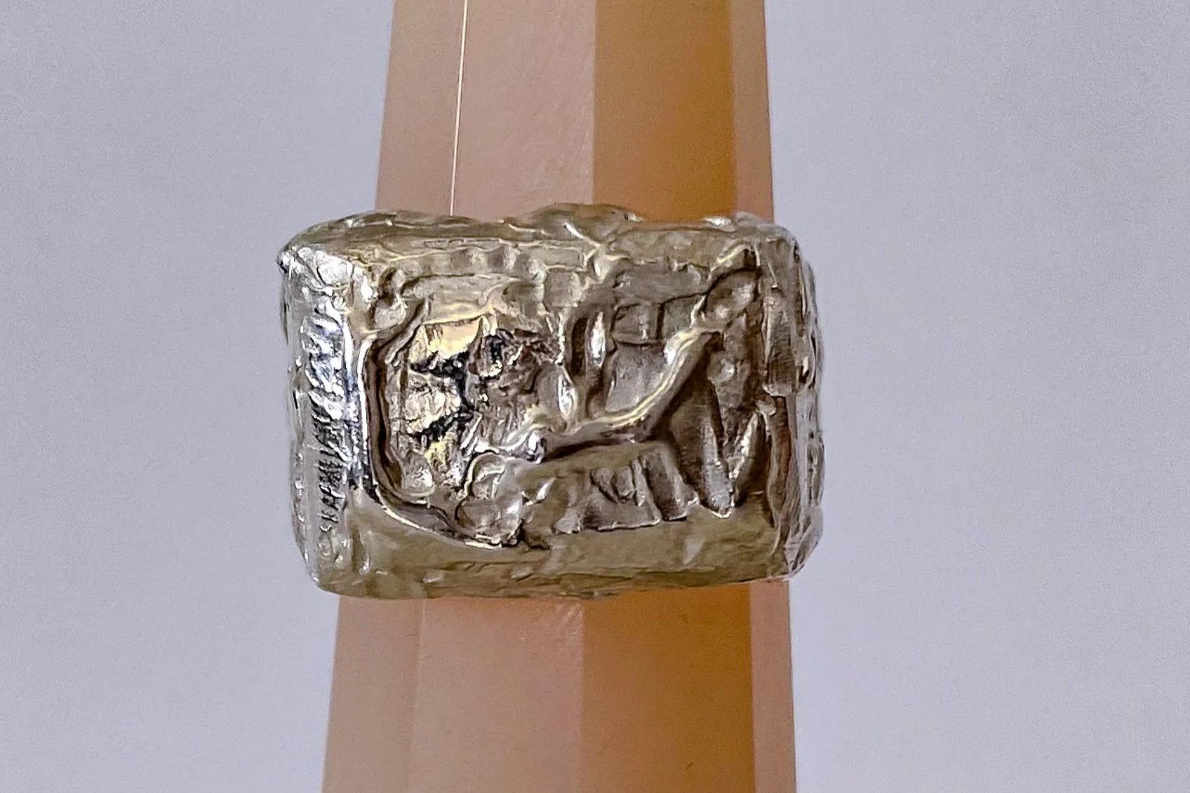 Molten Bubble Ring artisan crafted ring in Sterling silver, timeless style, lifestyle shot