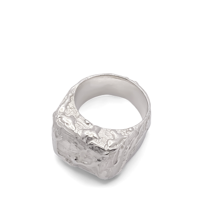 Moca Jewellery Molten Bubble Ring in silver with unique texture and free shipping available