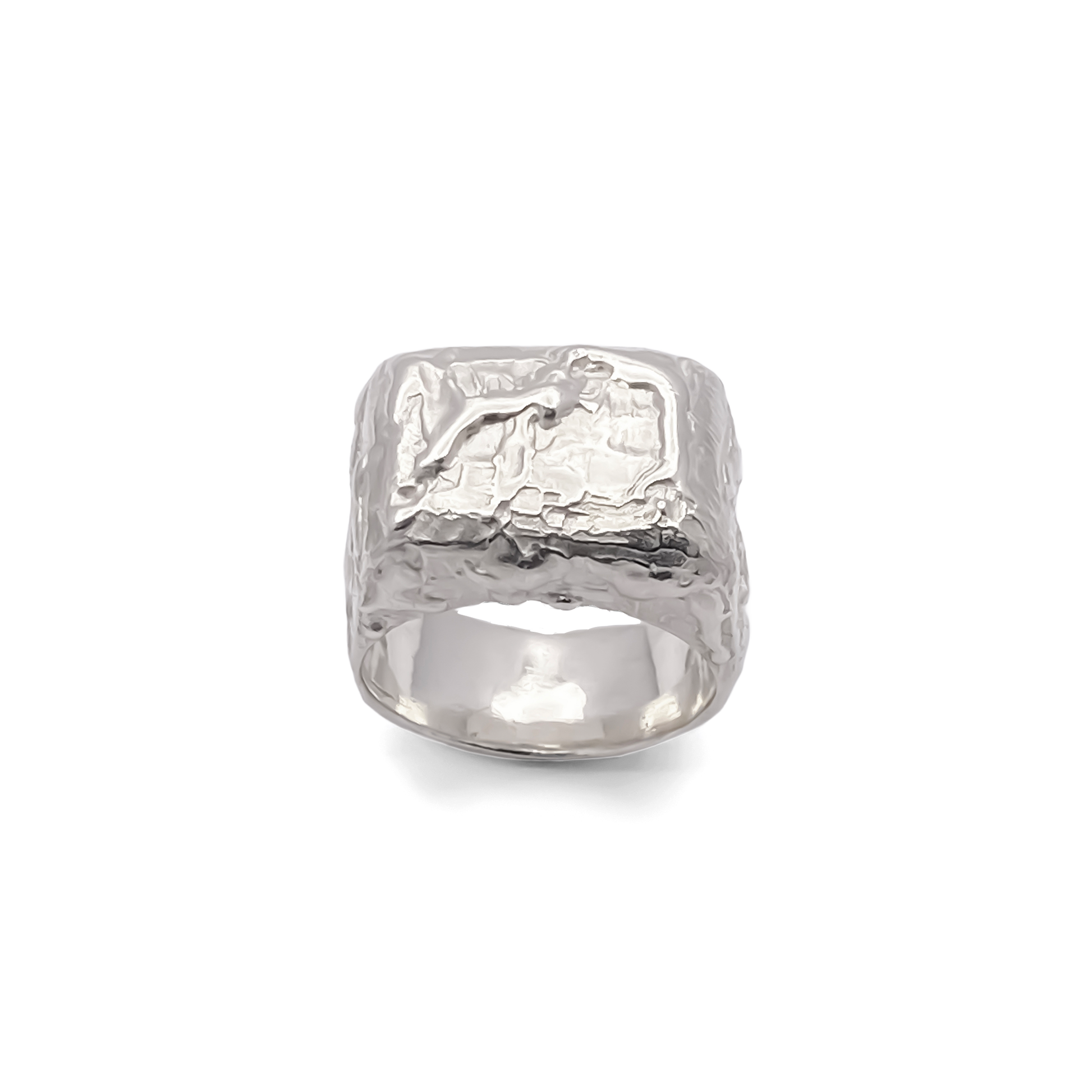 Moca Jewellery Molten Bubble Ring silver with unique texture and free shipping