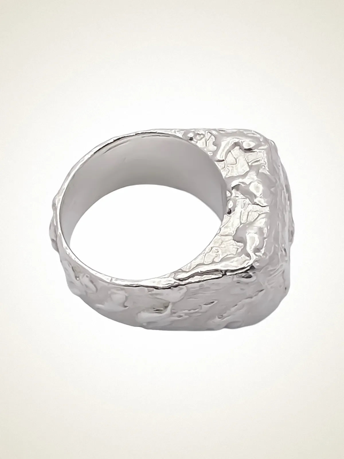 Handmade Molten Bubble Ring luxury Sterling silver finish, polished finish, full view