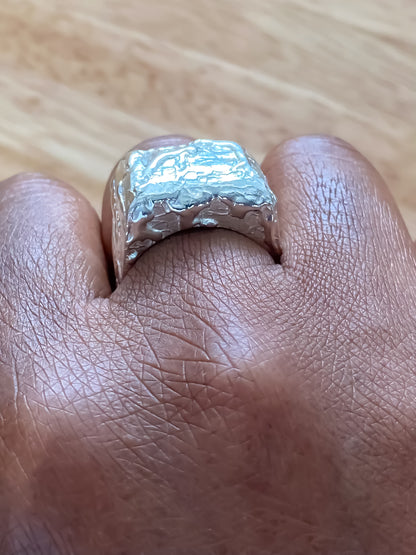 Moca Jewellery Molten Bubble Ring in silver with unique texture and free shipping offer