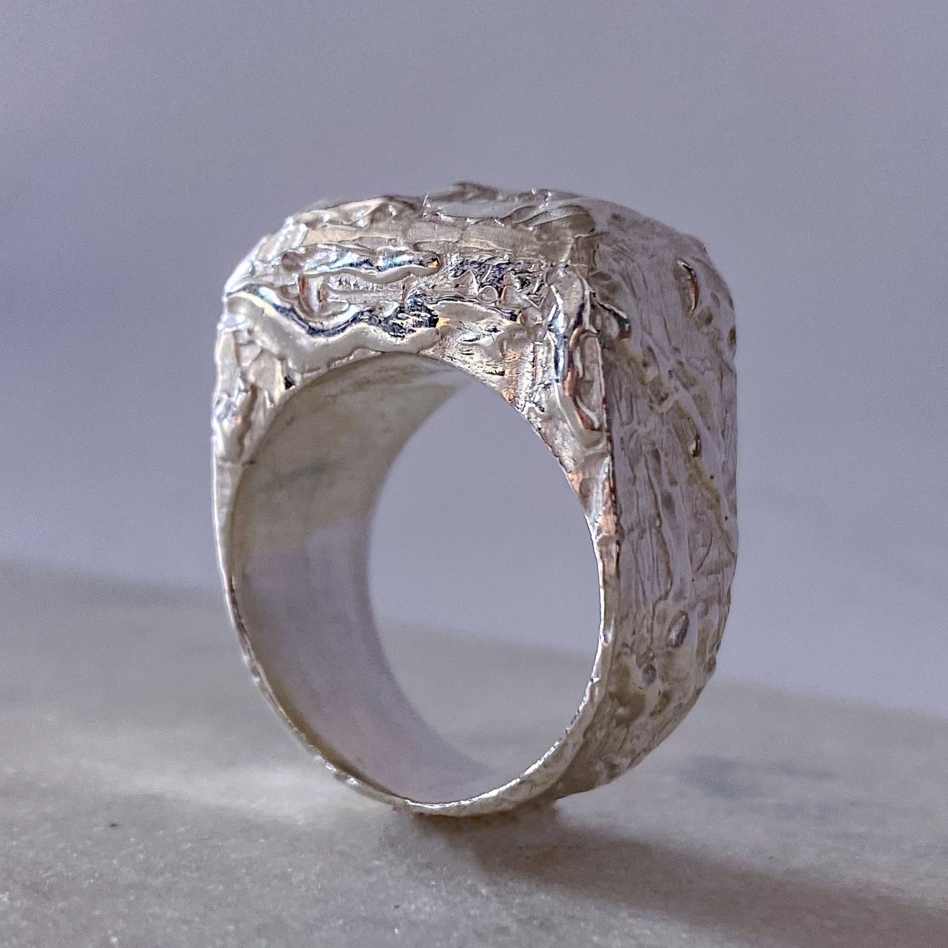 Moca Jewellery Molten Bubble Ring silver or gold free shipping unique texture designed for a bold statement