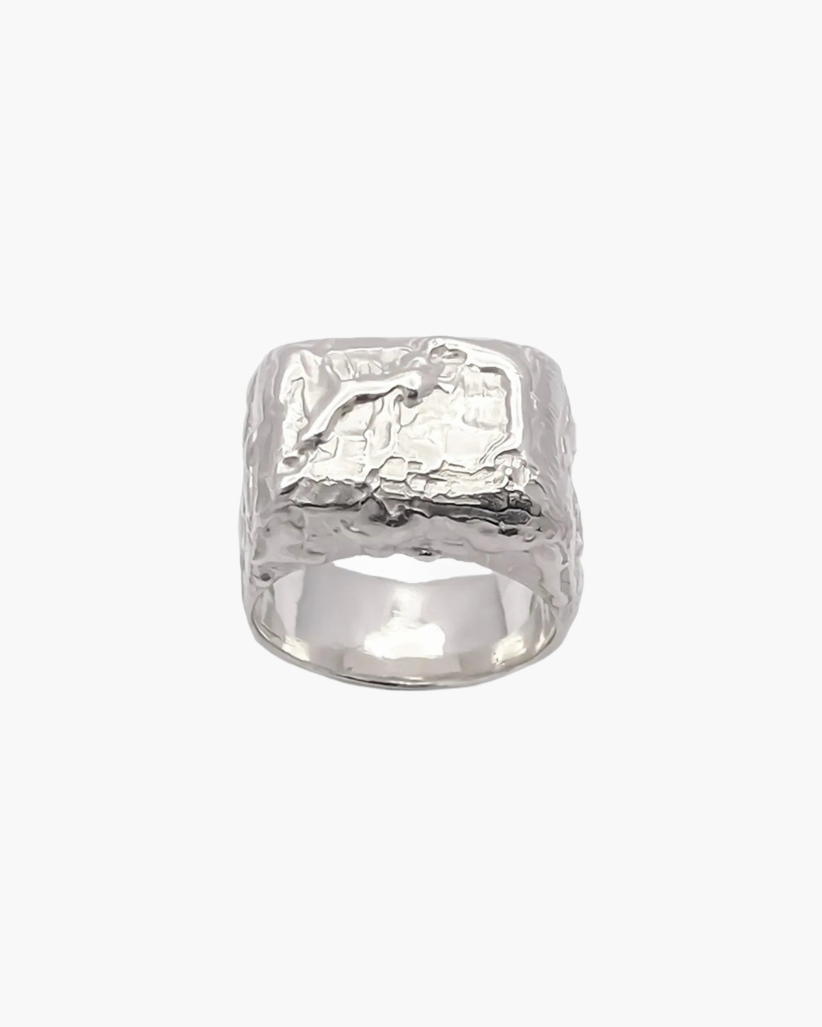 Sterling silver Molten Bubble Ring, front view
