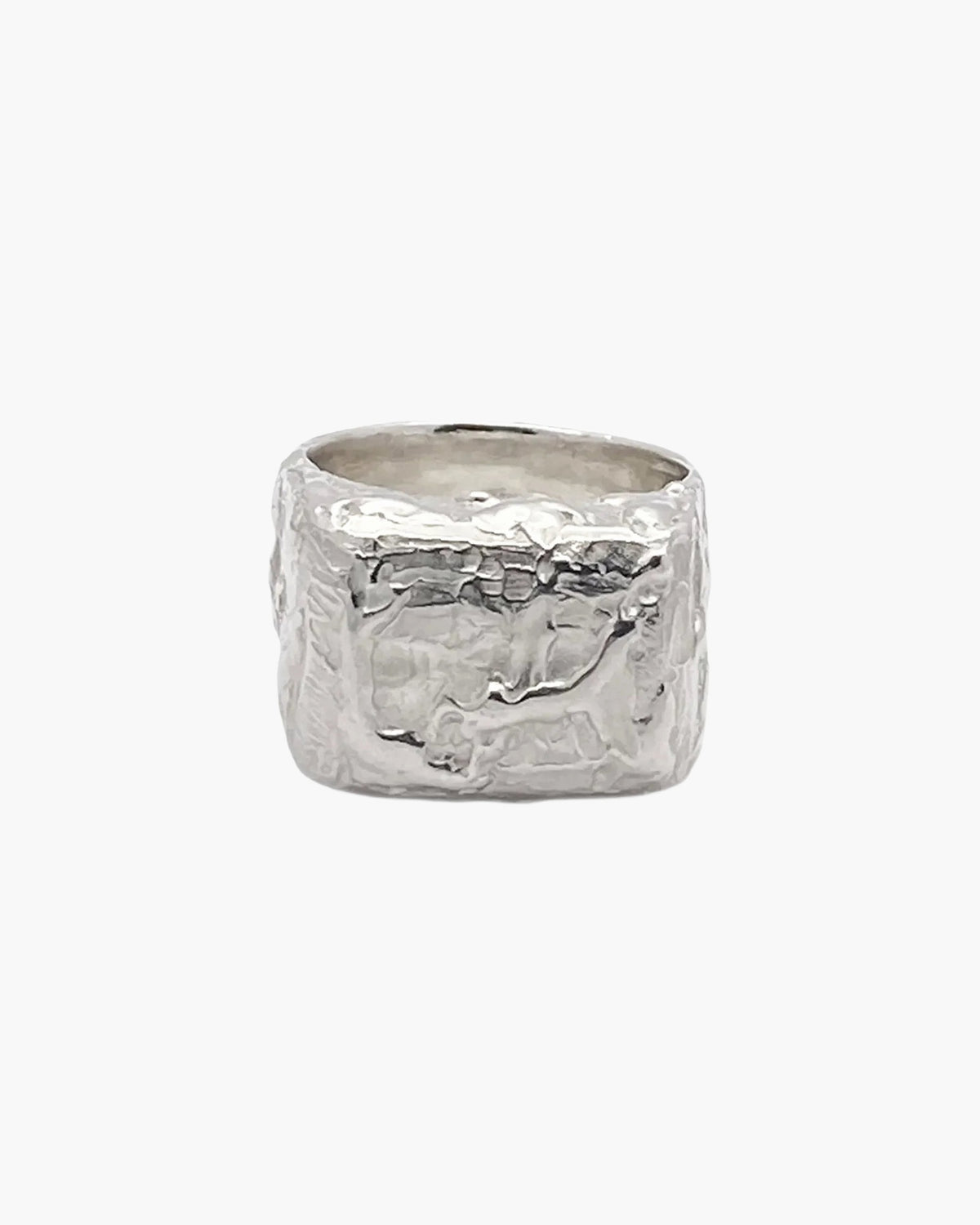 Sterling silver Molten Bubble Ring, side view