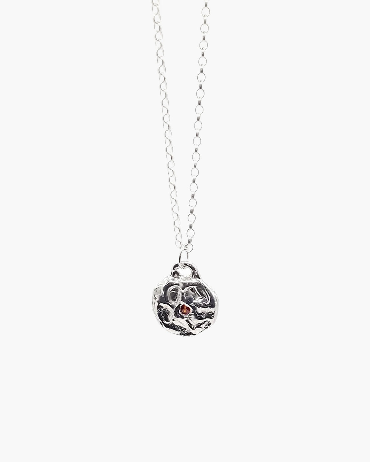 Moon Gem Pendant artisan crafted necklace in Sterling silver, timeless style, lifestyle shot