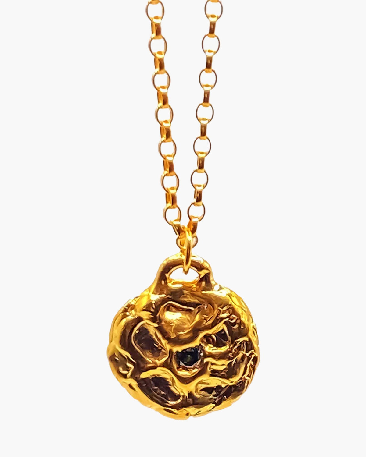 Designer Moon Gem Pendant in 18ct Gold Vermeil, handmade jewelry, exquisite detail, alternate angle