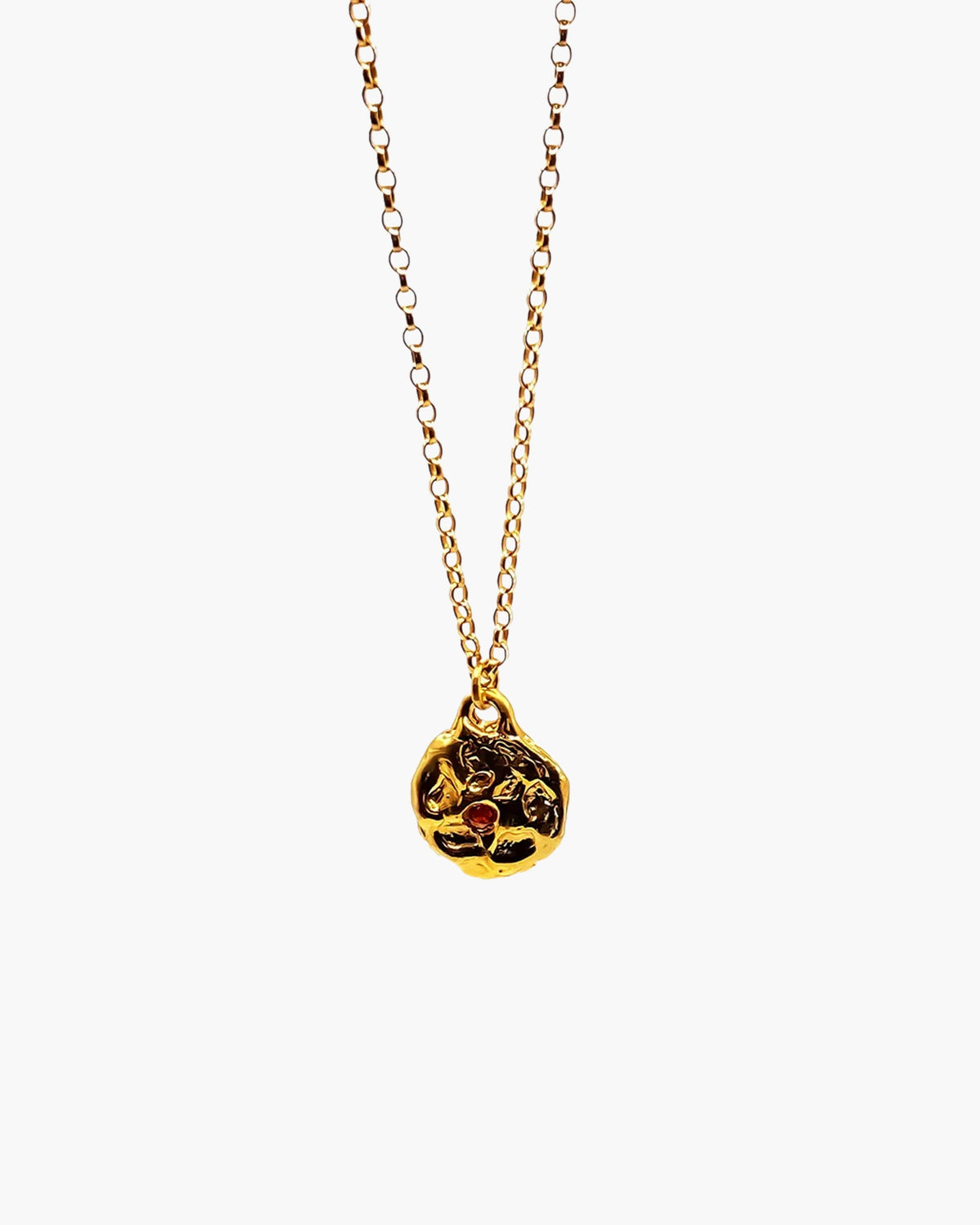 Moon Gem Pendant artisan designer necklace in 18ct Gold Vermeil, chic style, different perspective