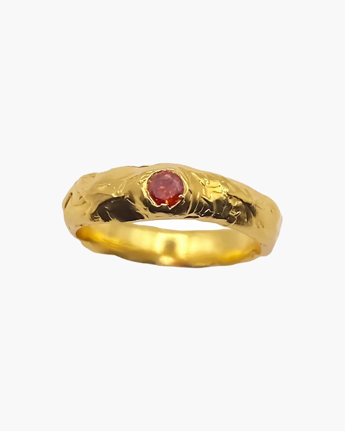Gold vermeil Obi Ring with a red stone