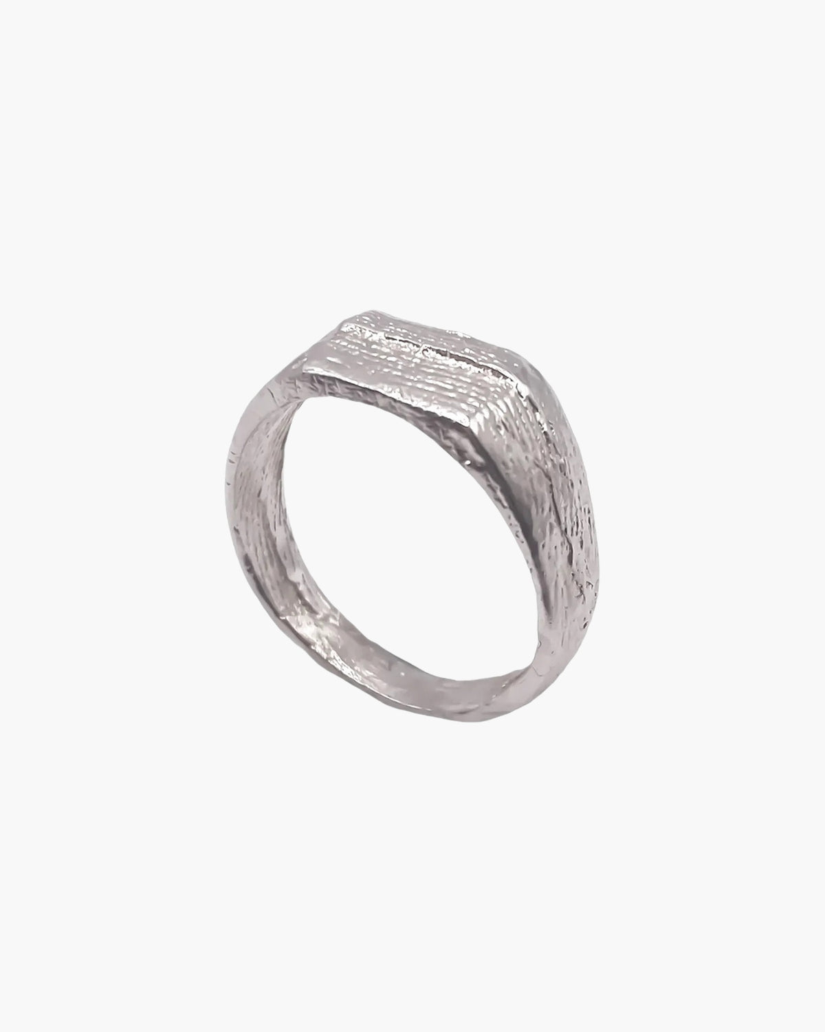 Premium Oceanpressed Ring handmade in Sterling silver, classic design, worn view