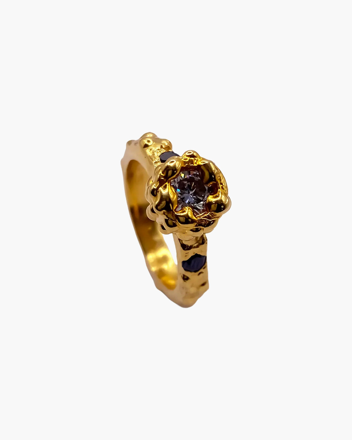 Gold vermeil Orbit Gem Ring at an angle