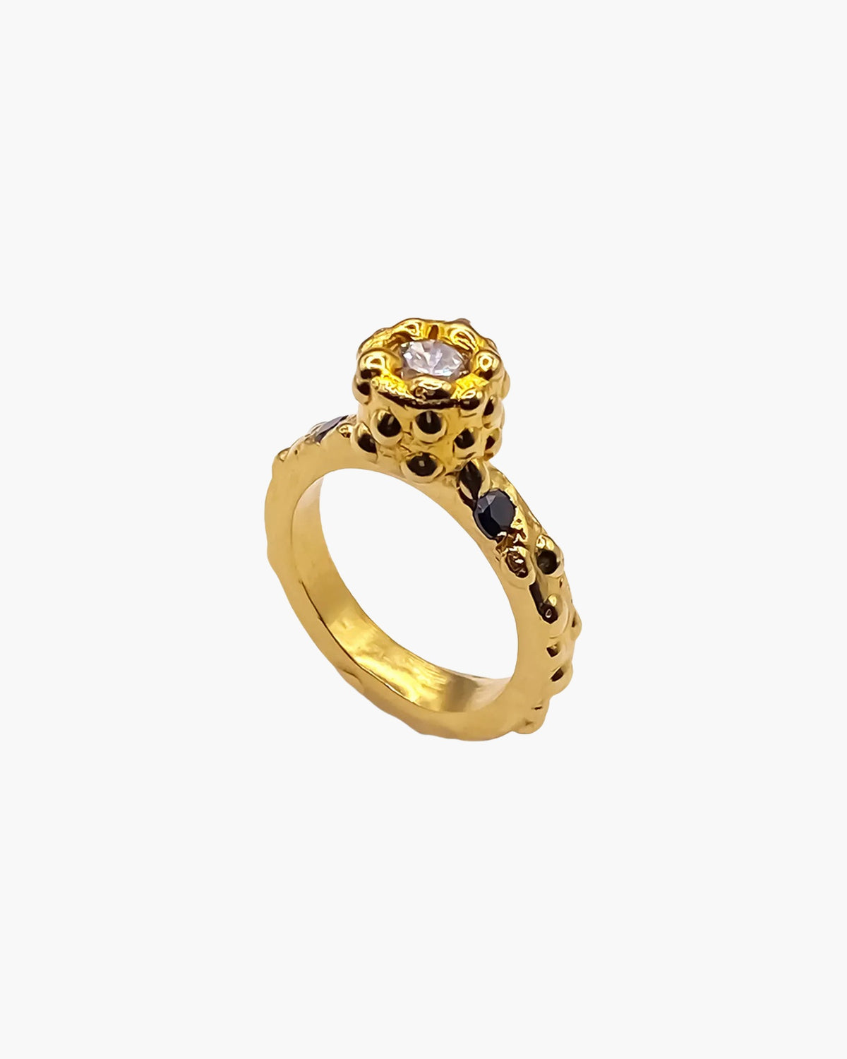 Gold vermeil Orbit Gem Ring, side view of the stones
