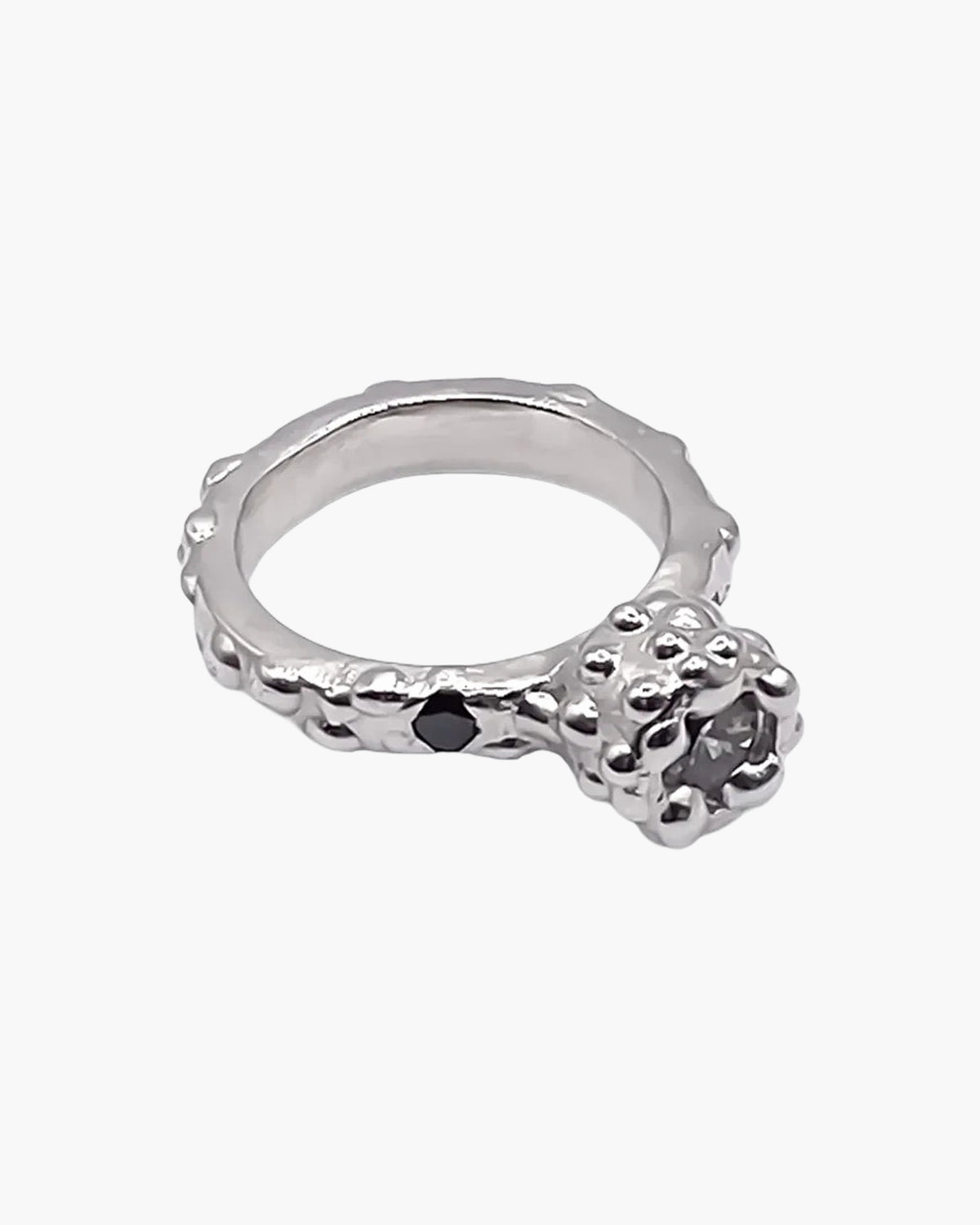 Sterling silver Orbit Gem Ring, side view