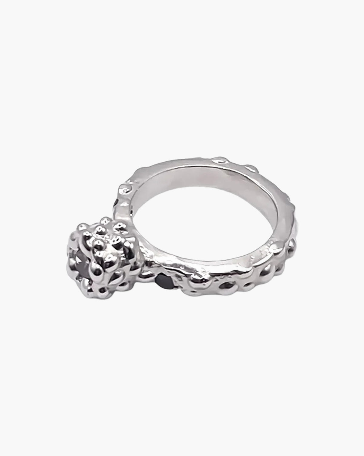 Sterling silver Orbit Gem Ring, opposite side