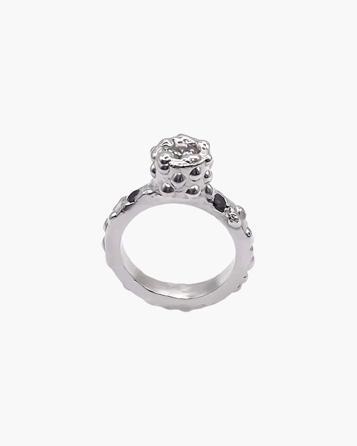 Sterling silver Orbit Gem Ring, front view