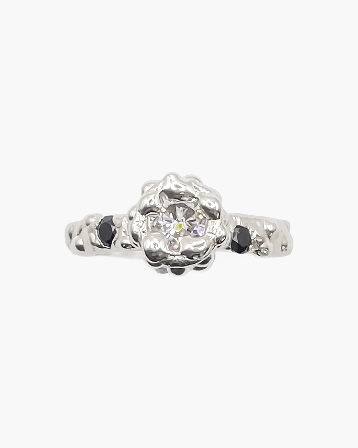 Sterling silver Orbit Gem Ring from above