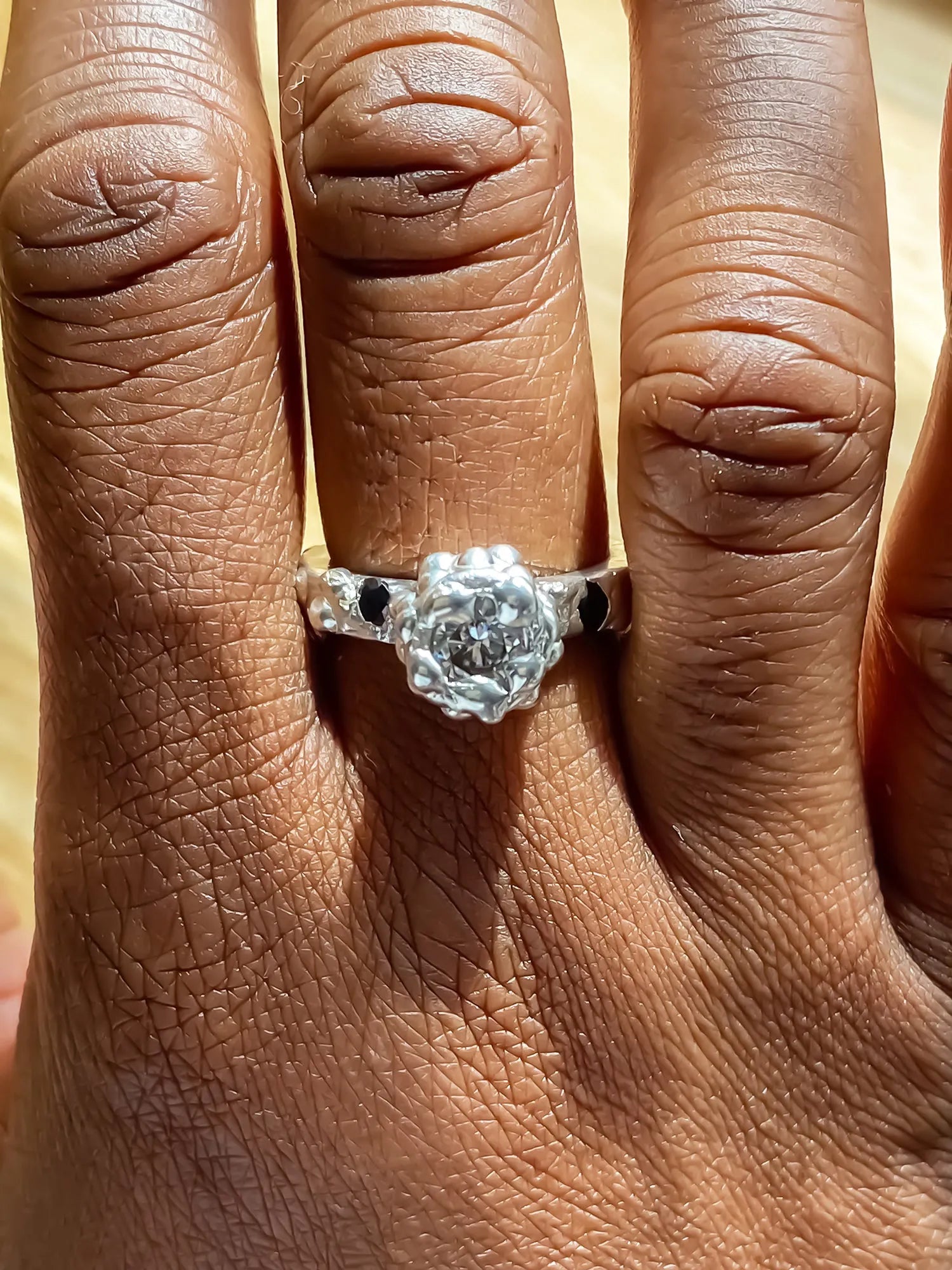 Artisan Orbit Gem Ring in premium 18ct Gold Vermeil, refined finish, angle view