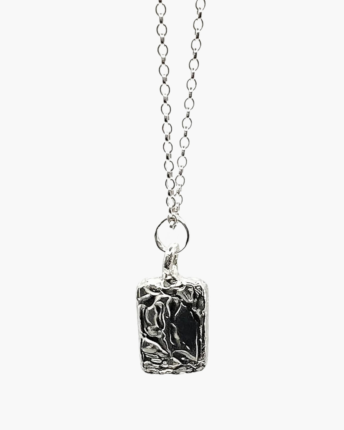 Rectangular Sculpted Necklace unique handcrafted necklace, 18ct Gold Vermeil, beautiful craftsmanship, product detail