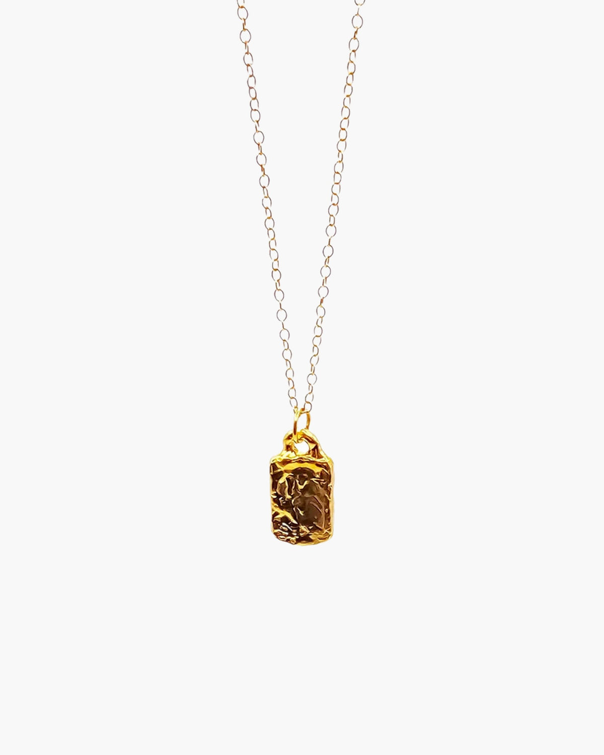 Handmade Rectangular Sculpted Necklace luxury premium metal finish, polished finish, full view