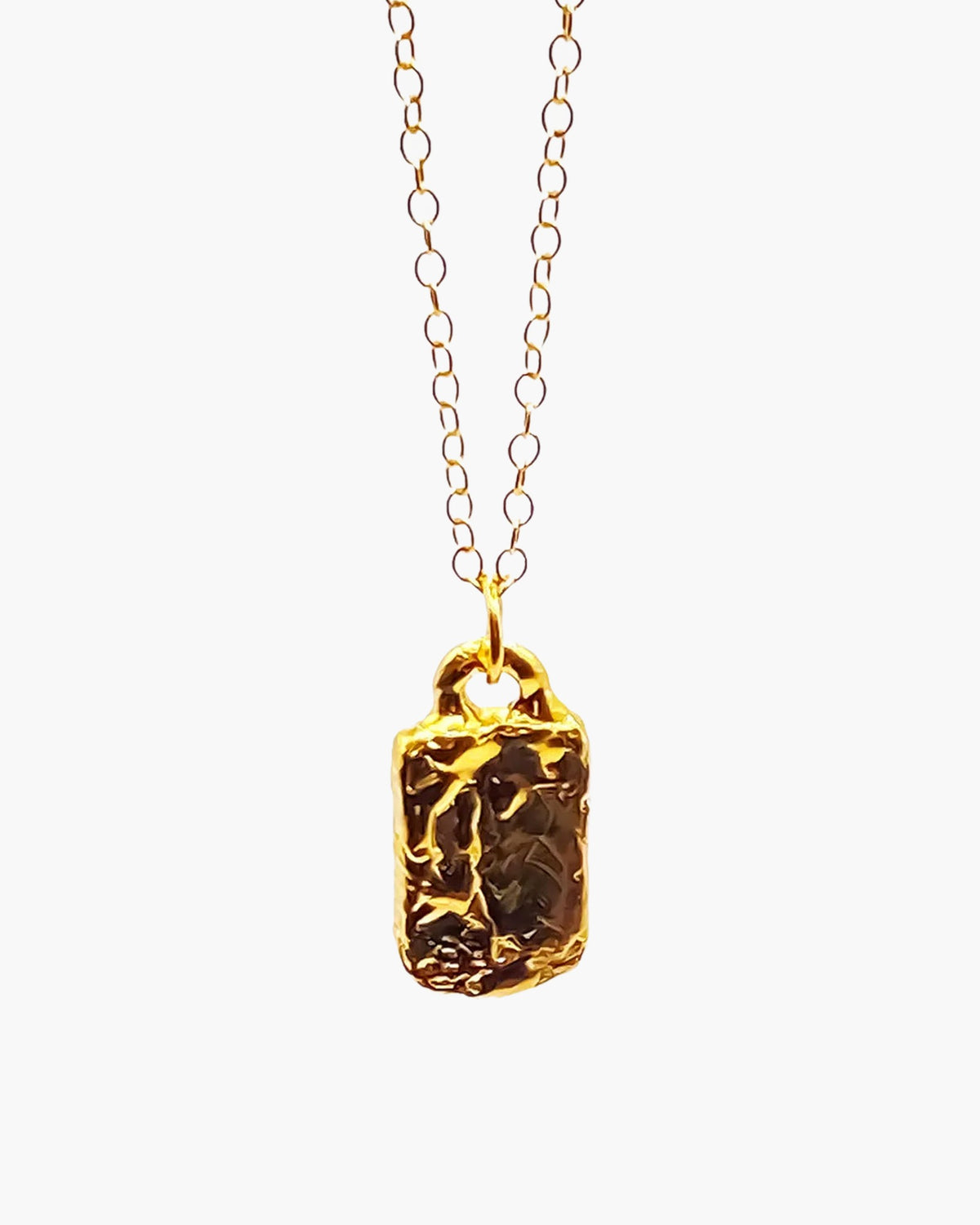 Handcrafted Rectangular Sculpted Necklace in premium metal, artisan jewelry, elegant design, detailed view