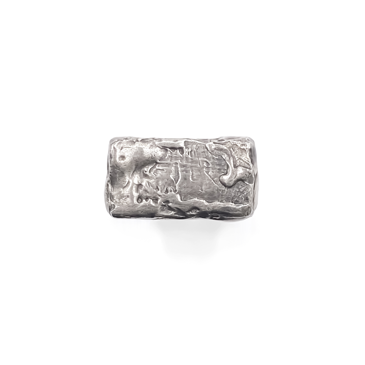 Moca Jewellery Rippled Signet Ring in oxidised textured silver with free shipping option