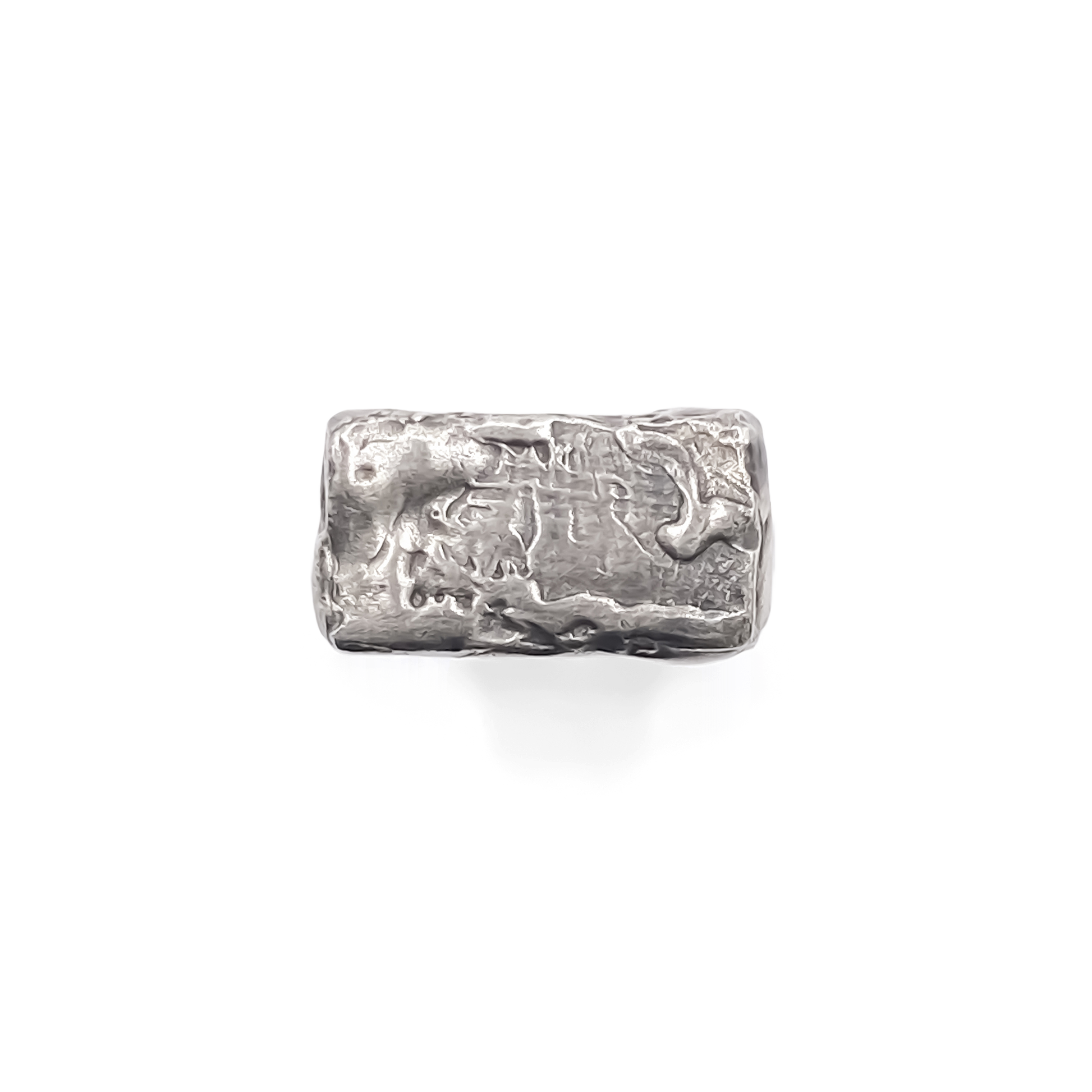 Moca Jewellery Rippled Signet Ring in oxidised textured silver with free shipping option