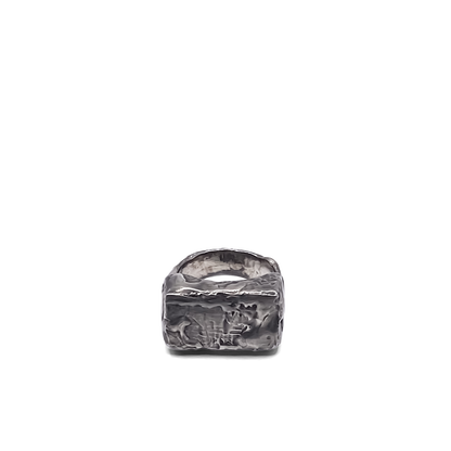Rippled Signet Ring in oxidised textured silver or gold, elegant and unique design with free shipping