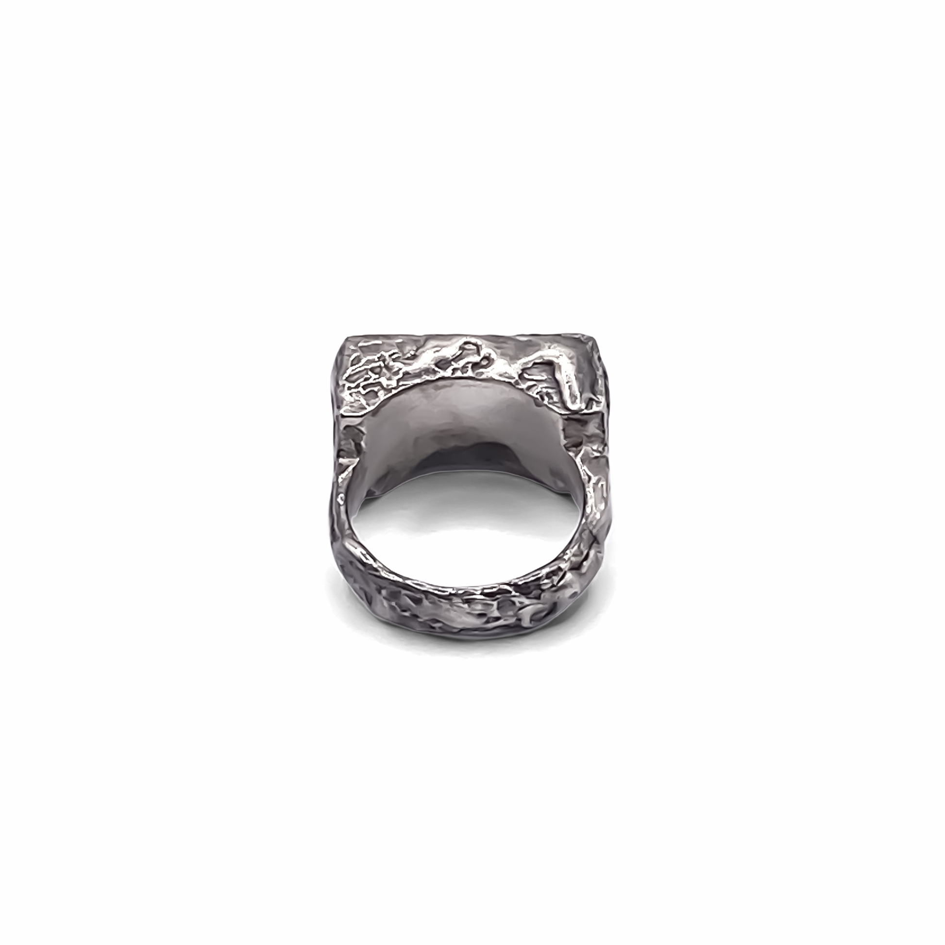 Rippled Signet Ring in oxidised textured silver or gold with unique design and free shipping